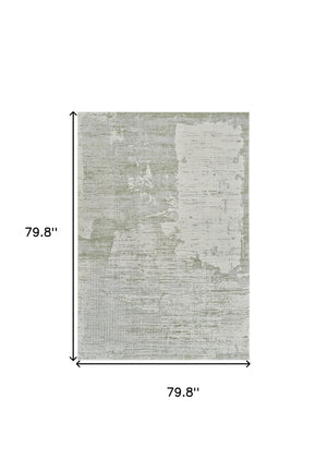 Homeroots 7' X 10' Beige And Green Abstract Distressed Area Rug  Polypropylene 558850