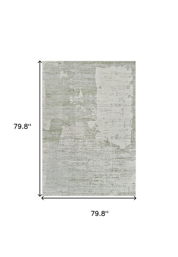 Homeroots 7' X 10' Beige And Green Abstract Distressed Area Rug  Polypropylene 558850