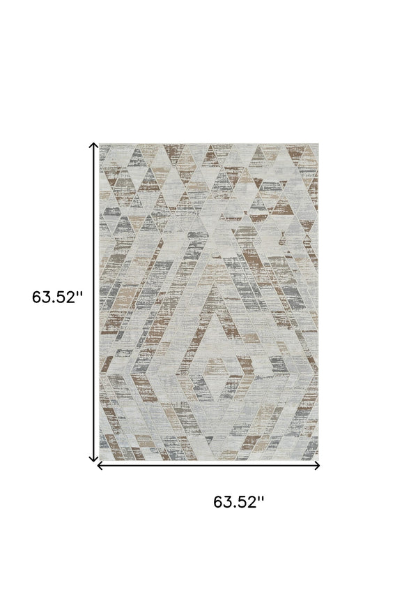 Homeroots 5' X 8' Beige And Brown Abstract Distressed Area Rug  Polypropylene 558853