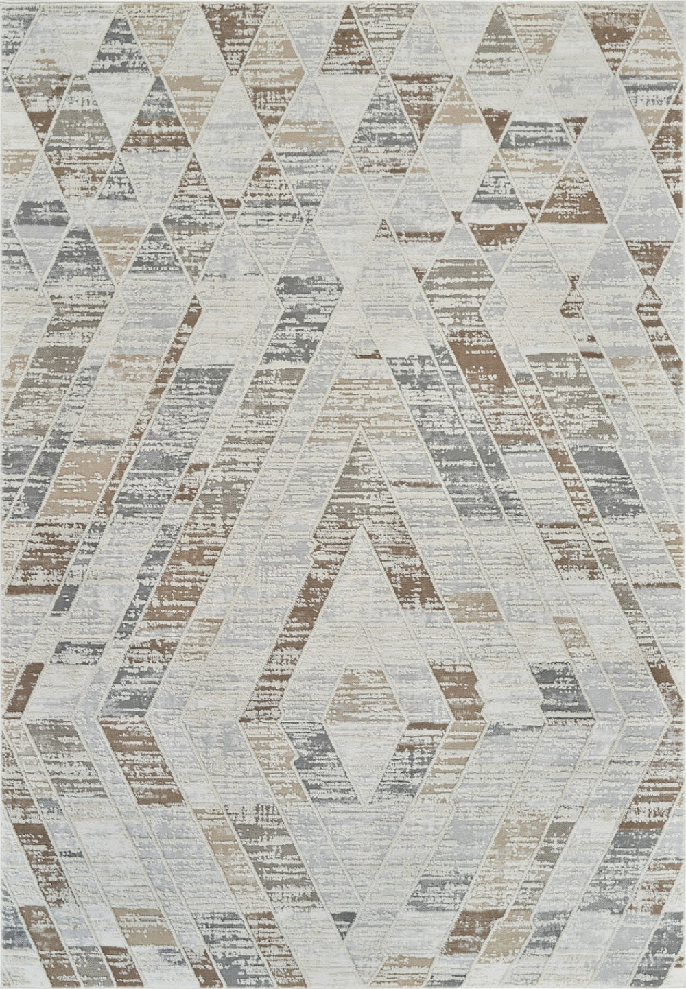 HomeRoots 4' Beige and Brown Abstract Distressed Area Rug - Modern, Stain-Resistant, Perfect for Any Room 7' X 10' 558854