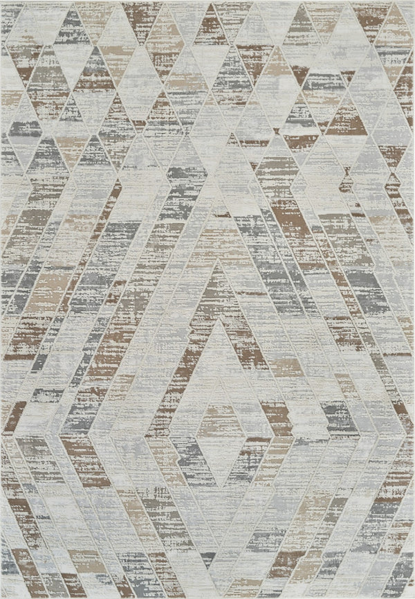 HomeRoots 4' Beige and Brown Abstract Distressed Area Rug - Modern, Stain-Resistant, Perfect for Any Room 7' X 10' 558854
