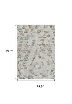 HomeRoots 4' Beige and Brown Abstract Distressed Area Rug - Modern, Stain-Resistant, Perfect for Any Room 7' X 10' 558854