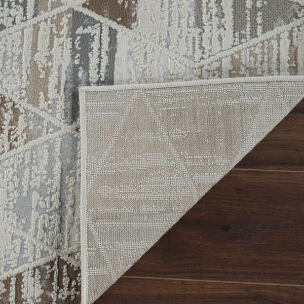 HomeRoots 4' Beige and Brown Abstract Distressed Area Rug - Modern, Stain-Resistant, Perfect for Any Room 8' X 11' 558855