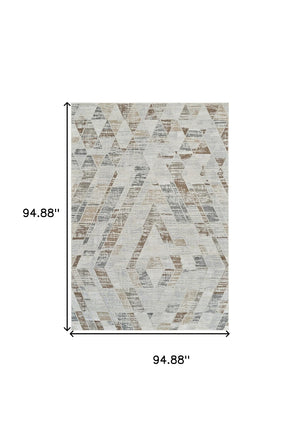 HomeRoots 4' Beige and Brown Abstract Distressed Area Rug - Modern, Stain-Resistant, Perfect for Any Room 8' X 11' 558855