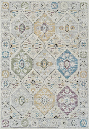 HomeRoots 4' Abstract Distressed Beige and Gray Area Rug - Modern, Soft, Stain-Resistant Design for Cozy Homes 4' X 6' 558856