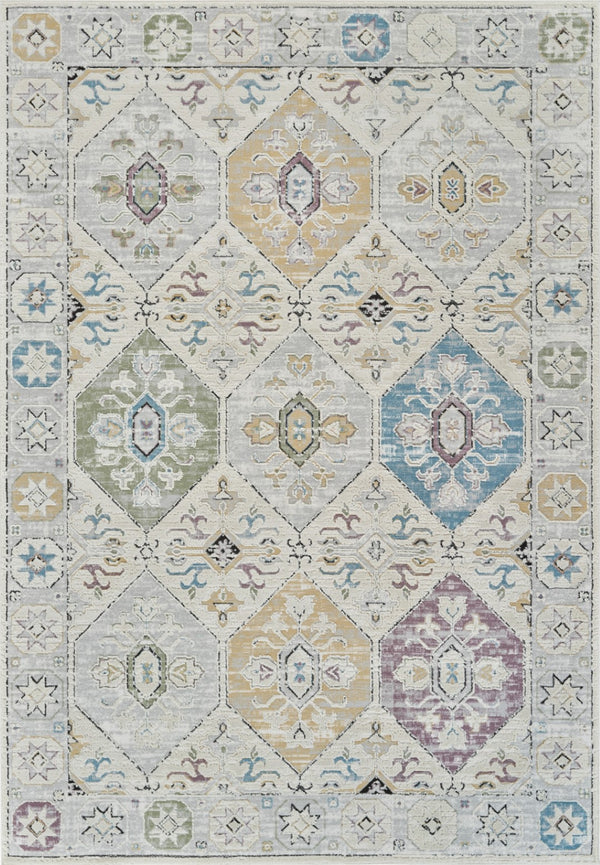 HomeRoots 4' Abstract Distressed Beige and Gray Area Rug - Modern, Soft, Stain-Resistant Design for Cozy Homes 4' X 6' 558856