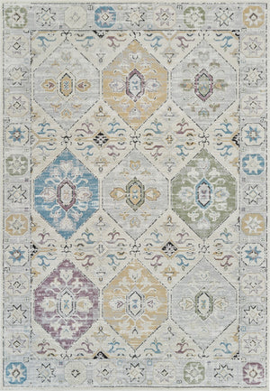 HomeRoots 4' Abstract Distressed Beige and Gray Area Rug - Modern, Soft, Stain-Resistant Design for Cozy Homes 4' X 6' 558856