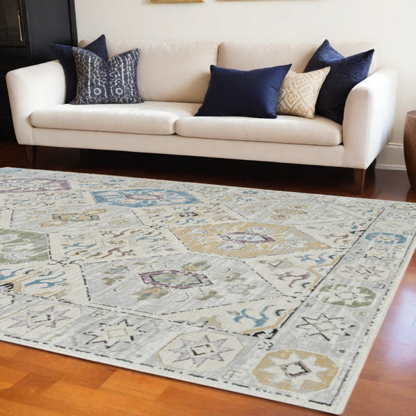 Homeroots 7' X 10' Beige And Gray Abstract Distressed Area Rug  Polypropylene 558858