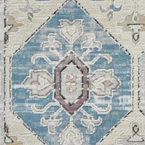 HomeRoots 4' Abstract Distressed Beige and Gray Area Rug - Modern, Soft, Stain-Resistant Design for Cozy Homes 8' X 11' 558859