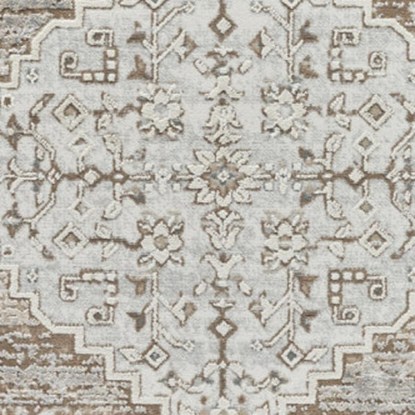 HomeRoots 4' Modern Beige and Brown Abstract Distressed Area Rug – Versatile, Stylish, Easy Care for Any Room 4' X 6' 558860