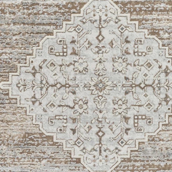HomeRoots 4' Modern Beige and Brown Abstract Distressed Area Rug – Versatile, Stylish, Easy Care for Any Room 5' X 8' 558861