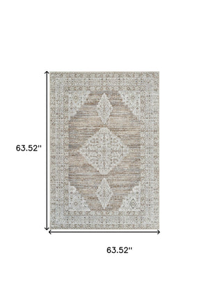 Homeroots 5' X 8' Beige And Brown Abstract Distressed Area Rug  Polypropylene 558861