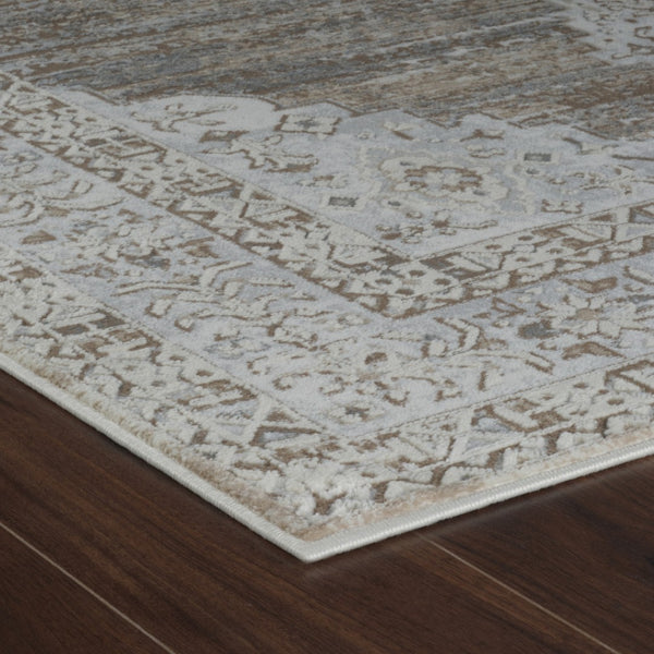 HomeRoots 4' Modern Beige and Brown Abstract Distressed Area Rug – Versatile, Stylish, Easy Care for Any Room 7' X 10' 558862
