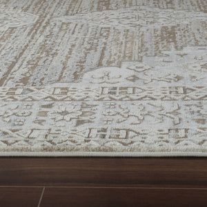 HomeRoots 4' Modern Beige and Brown Abstract Distressed Area Rug – Versatile, Stylish, Easy Care for Any Room 7' X 10' 558862