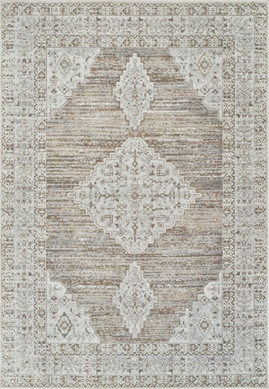 HomeRoots 4' Modern Beige and Brown Abstract Distressed Area Rug – Versatile, Stylish, Easy Care for Any Room 8' X 11' 558863