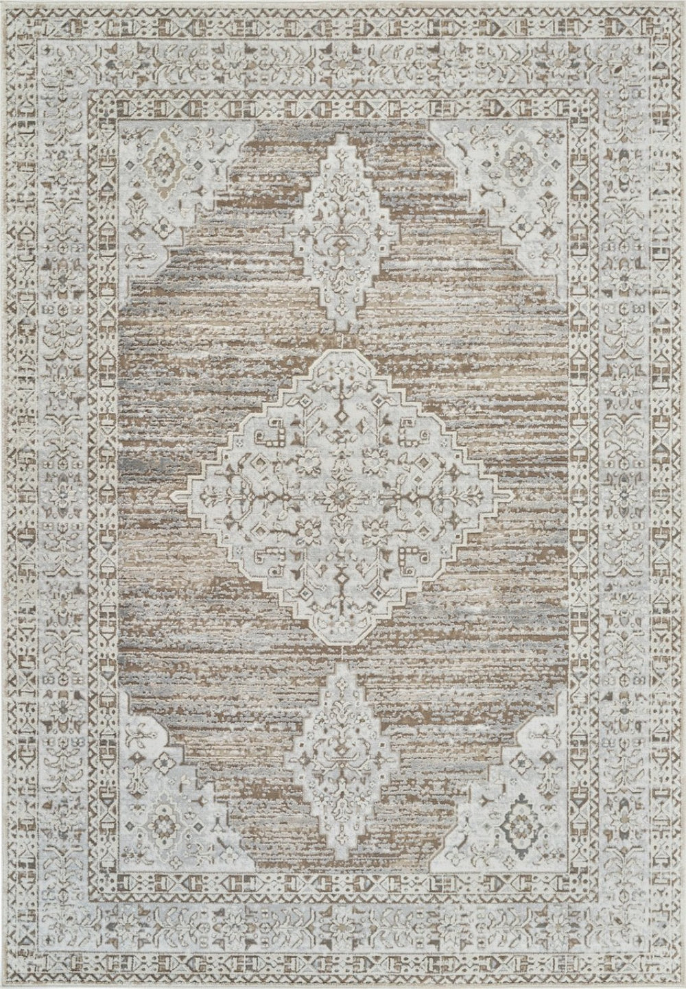 HomeRoots 4' Modern Beige and Brown Abstract Distressed Area Rug – Versatile, Stylish, Easy Care for Any Room 8' X 11' 558863