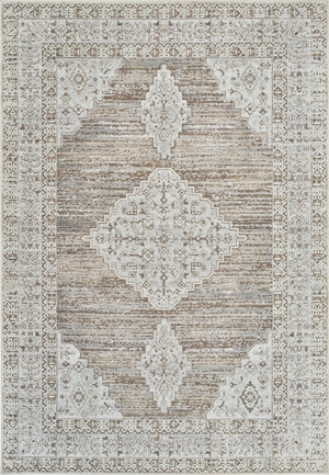 HomeRoots 4' Modern Beige and Brown Abstract Distressed Area Rug – Versatile, Stylish, Easy Care for Any Room 8' X 11' 558863