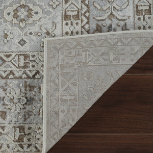 HomeRoots 4' Modern Beige and Brown Abstract Distressed Area Rug – Versatile, Stylish, Easy Care for Any Room 8' X 11' 558863