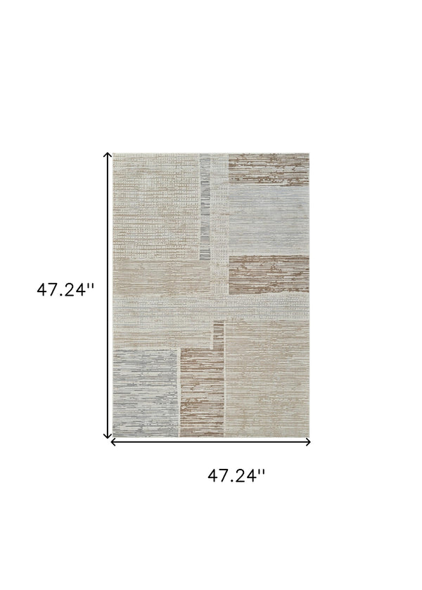 Homeroots 4' X 6' Beige And Brown Abstract Distressed Area Rug  Polypropylene 558864