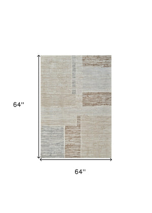 Homeroots 5' X 8' Beige And Brown Abstract Distressed Area Rug  Polypropylene 558865