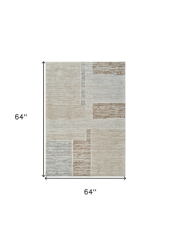 Homeroots 5' X 8' Beige And Brown Abstract Distressed Area Rug  Polypropylene 558865