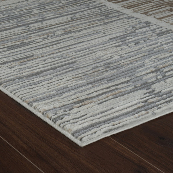 HomeRoots 4' Beige and Brown Abstract Distressed Area Rug - Durable, Stylish, and Easy-Care for Modern Homes 7' X 10' 558866