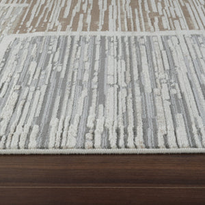 HomeRoots 4' Beige and Brown Abstract Distressed Area Rug - Durable, Stylish, and Easy-Care for Modern Homes 7' X 10' 558866