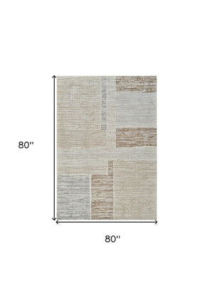 HomeRoots 4' Beige and Brown Abstract Distressed Area Rug - Durable, Stylish, and Easy-Care for Modern Homes 7' X 10' 558866