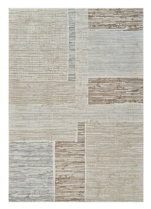 HomeRoots 4' Beige and Brown Abstract Distressed Area Rug - Durable, Stylish, and Easy-Care for Modern Homes 7' X 10' 558866