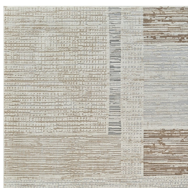 Homeroots 8' X 11' Beige And Brown Abstract Distressed Area Rug  Polypropylene 558867