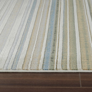 HomeRoots 4' Beige and Blue Abstract Distressed Area Rug - Elegant, Durable, Stain-Resistant, Easy-Care Design 4' X 6' 558868