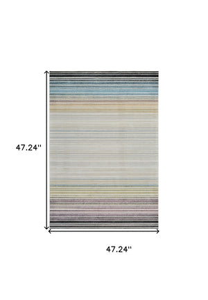 HomeRoots 4' Beige and Blue Abstract Distressed Area Rug - Elegant, Durable, Stain-Resistant, Easy-Care Design 4' X 6' 558868