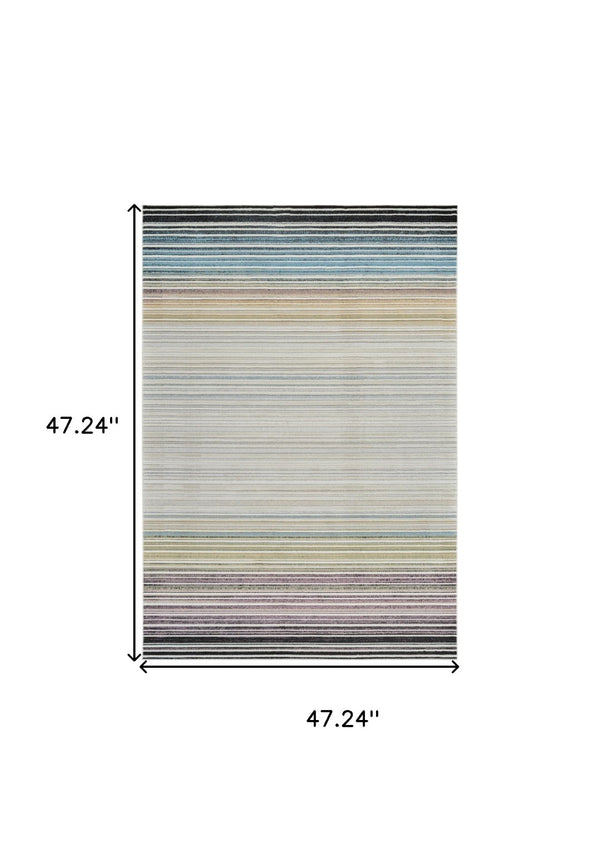 HomeRoots 4' Beige and Blue Abstract Distressed Area Rug - Elegant, Durable, Stain-Resistant, Easy-Care Design 4' X 6' 558868
