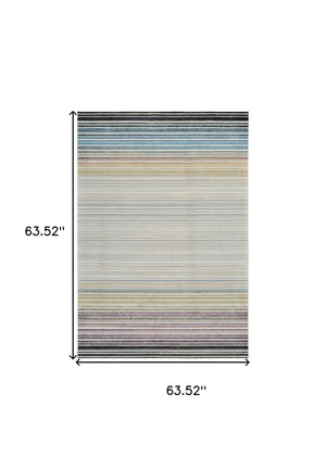 HomeRoots 4' Beige and Blue Abstract Distressed Area Rug - Elegant, Durable, Stain-Resistant, Easy-Care Design 5' X 8' 558869