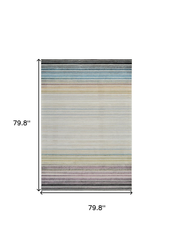 Homeroots 7' X 10' Beige And Blue Abstract Distressed Area Rug  Polypropylene 558870