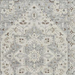 HomeRoots 4' Gray and Beige Oriental Distressed Area Rug - Timeless Elegance for Family Living Spaces 4' X 6' 558872
