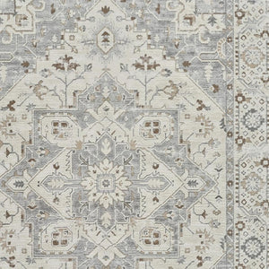 HomeRoots 4' Gray and Beige Oriental Distressed Area Rug - Timeless Elegance for Family Living Spaces 5' X 8' 558873