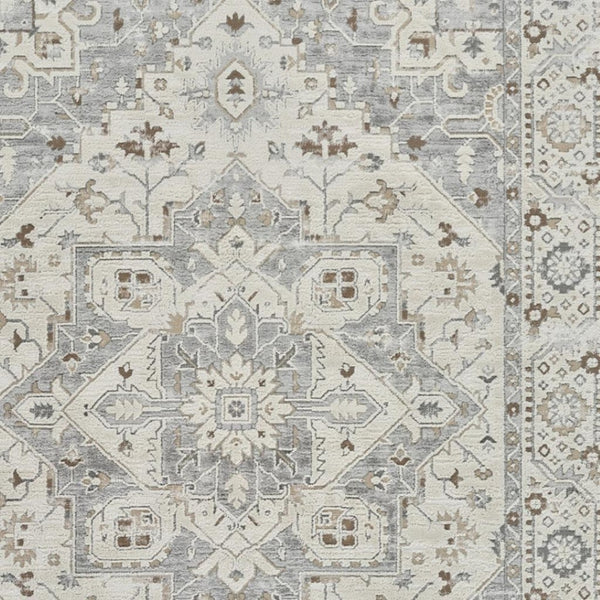 HomeRoots 4' Gray and Beige Oriental Distressed Area Rug - Timeless Elegance for Family Living Spaces 5' X 8' 558873