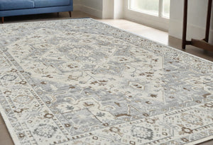 Homeroots 5' X 8' Gray And Beige Oriental Distressed Area Rug  Polypropylene 558873