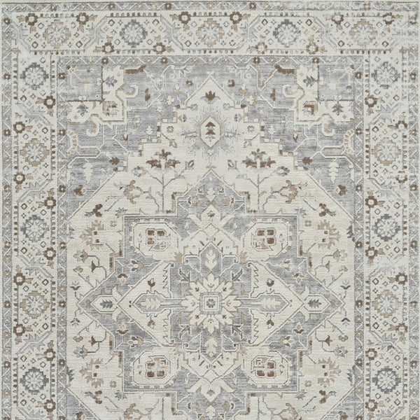 HomeRoots 4' Gray and Beige Oriental Distressed Area Rug - Timeless Elegance for Family Living Spaces 7' X 10' 558874
