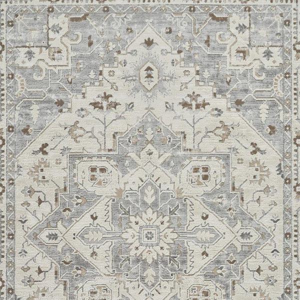 HomeRoots 4' Gray and Beige Oriental Distressed Area Rug - Timeless Elegance for Family Living Spaces 7' X 10' 558874