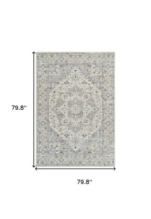 Homeroots 7' X 10' Gray And Beige Oriental Distressed Area Rug  Polypropylene 558874