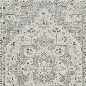 HomeRoots 4' Gray and Beige Oriental Distressed Area Rug - Timeless Elegance for Family Living Spaces 8' X 11' 558875