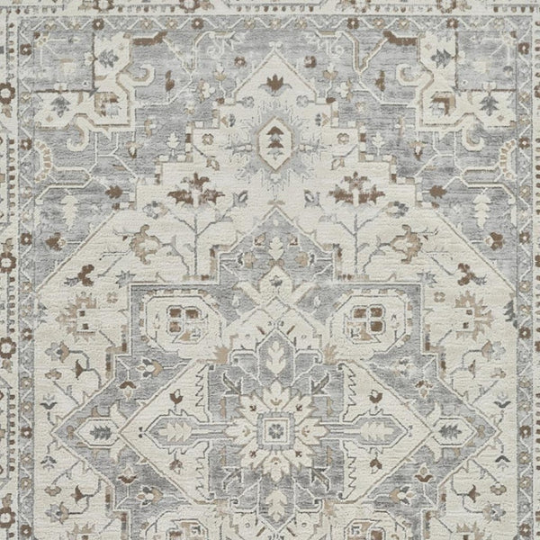 HomeRoots 4' Gray and Beige Oriental Distressed Area Rug - Timeless Elegance for Family Living Spaces 8' X 11' 558875