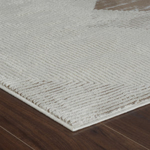 HomeRoots 4' Beige and Brown Abstract Distressed Area Rug - Modern Elegance for Living Spaces, Easy Care & Durable 4' X 6' 558876
