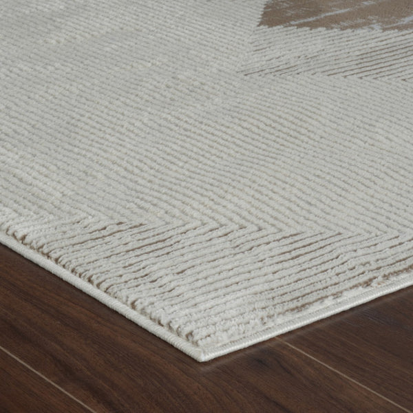 HomeRoots 4' Beige and Brown Abstract Distressed Area Rug - Modern Elegance for Living Spaces, Easy Care & Durable 4' X 6' 558876