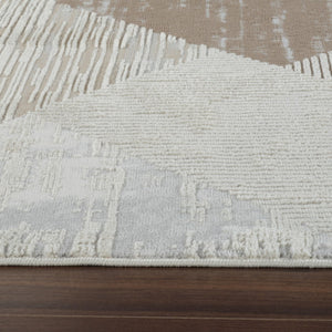 HomeRoots 4' Beige and Brown Abstract Distressed Area Rug - Modern Elegance for Living Spaces, Easy Care & Durable 4' X 6' 558876