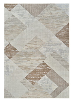 HomeRoots 4' Beige and Brown Abstract Distressed Area Rug - Modern Elegance for Living Spaces, Easy Care & Durable 4' X 6' 558876