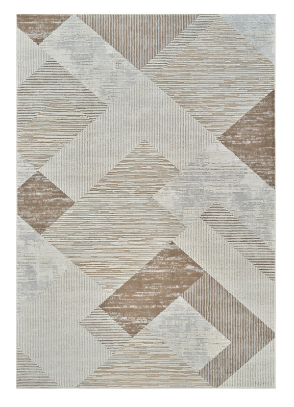 Homeroots 5' X 8' Beige And Brown Abstract Distressed Area Rug  Polypropylene 558877
