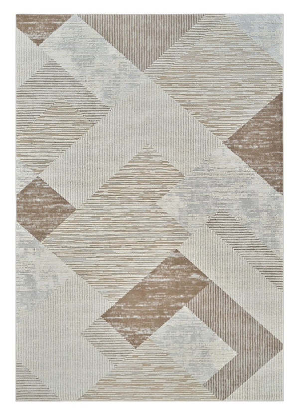 Homeroots 7' X 10' Beige And Brown Abstract Distressed Area Rug  Polypropylene 558878